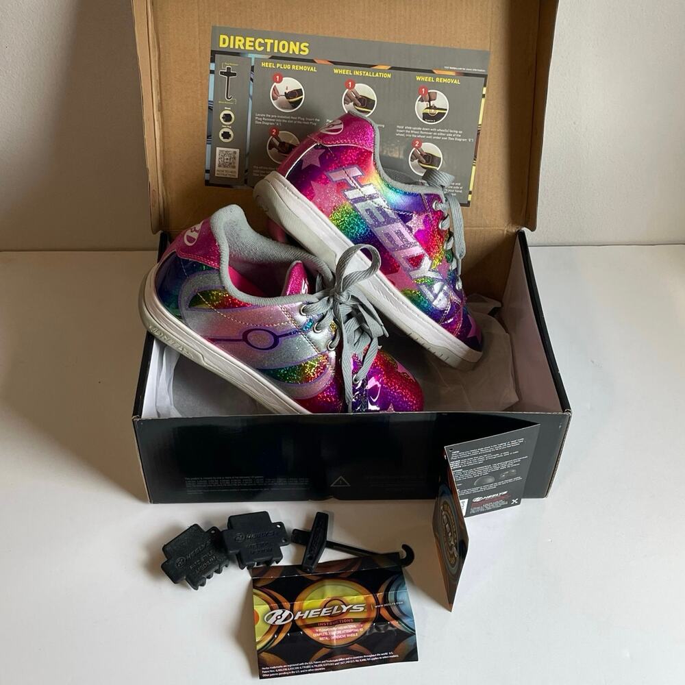 Heelys Split Stars Skate Shoe Pink Holographic Glitter Youth 6 / Women’s 7 - Picture 9 of 16